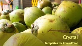  Presentation with coconut fruit - PPT theme featuring fruit stacked on the marketplace background and a tawny brown colored foreground