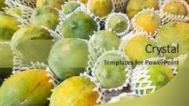  Presentation with taiwan - Beautiful presentation theme featuring fruit stacked on the marketplace backdrop and a yellow colored foreground