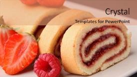  Presentation with fruit - Colorful PPT theme enhanced with fruit swiss roll backdrop and a coral colored foreground