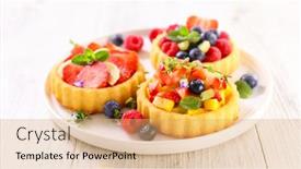  Presentation with fruit - Beautiful presentation featuring fruit-tart-assorted-of-fruit backdrop and a coral colored foreground