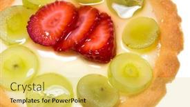  Presentation with fruit - PPT theme enhanced with fruit-tart-consisting-of-grapes background and a yellow colored foreground