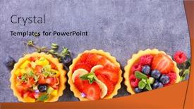  Presentation with fruit - Beautiful PPT layouts featuring fruit-tart-with-fresh-fruits backdrop and a light blue colored foreground