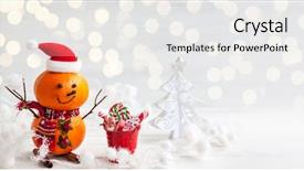  Presentation with clove - PPT theme with fruit trees - happy snowman made background and a white colored foreground