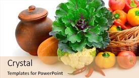  Presentation with food white layout - PPT theme featuring fruit truck - collection food isolated on white background and a yellow colored foreground