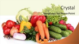  Presentation with fresh fruits vegetables groceries paper - Colorful theme enhanced with fruit truck - fresh vegetables isolated on white backdrop and a blonde colored foreground