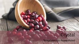  Presentation with bowl - Presentation theme with fruit vaccinium - tasty american cranberries in bowl background and a violet colored foreground