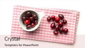  Presentation with bowl - Presentation theme consisting of fruit vaccinium - tasty american cranberries in bowl background and a coral colored foreground