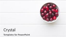  Presentation with bowl - Audience pleasing PPT theme consisting of fruit vaccinium - tasty american cranberry in bowl backdrop and a  colored foreground
