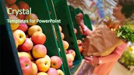  Presentation with apples dragonfruit - Colorful slide deck enhanced with fruit veg - image of fresh apples backdrop and a forest green colored foreground