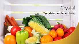  Presentation with border organic vegetables on wood - Slides enhanced with fruit veg - vegetables in white wooden box background and a  colored foreground