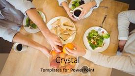  Presentation with office fruit - PPT layouts consisting of fruit vegetable juice - cropped image of business people background and a coral colored foreground