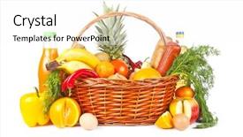  Presentation with fruit vegetable juice - Cool new slides with fruit vegetable juice - many products in shopping basket backdrop and a white colored foreground