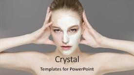  Presentation with cosmetics natural - Amazing slide deck having fruit vegetable treatment - beautiful spa woman in facial backdrop and a soft green colored foreground