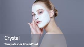  Presentation with cosmetics natural - Slide deck having fruit vegetable treatment - beautiful spa woman in facial background and a gray colored foreground