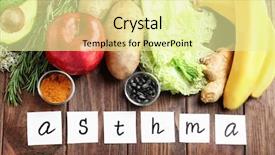  Presentation with asthma - Audience pleasing slide set consisting of fruit vegetable treatment - text asthma and set backdrop and a blonde colored foreground