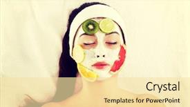  Presentation with spa for seniors - Slide deck enhanced with fruit vegetable treatment - young beautiful woman enjoying spa background and a blonde colored foreground