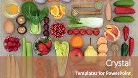  Presentation with nutrition supplements - Colorful presentation design enhanced with fruit vegetables dairy nutrition backdrop and a coral colored foreground
