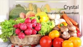  Presentation with vegetables - Audience pleasing presentation consisting of fruit vegies - vegetables in basket on white backdrop and a  colored foreground