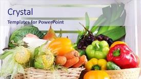  Presentation with border organic vegetables on wood - Cool new slide set with fruit vegies - vegetables in baskets on white backdrop and a sky blue colored foreground