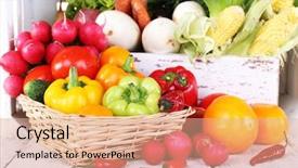  Presentation with border organic vegetables on wood - Audience pleasing slide deck consisting of dog - deep space art galaxies nebulas backdrop and a  colored foreground.