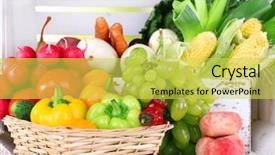 Presentation with vegetables - Beautiful theme featuring fruit vegies - vegetables in crate backdrop and a  colored foreground