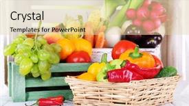  Presentation with vegetables - Presentation theme with fruit vegies - vegetables in crate background and a lemonade colored foreground