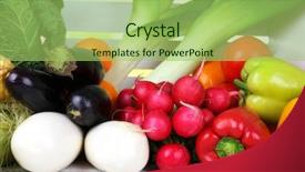  Presentation with box - Colorful PPT theme enhanced with fruit vegies - vegetables in white wooden box backdrop and a  colored foreground