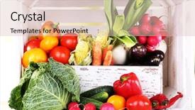  Presentation with box - Presentation theme with fruit vegies - vegetables in wooden box background and a lemonade colored foreground