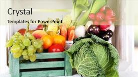  Presentation with vegetables - Presentation enhanced with fruit vegies - vegetables in wooden boxes background and a  colored foreground
