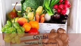  Presentation with vegetables - Presentation theme with fruit vegies - vegetables in wooden boxes background and a  colored foreground