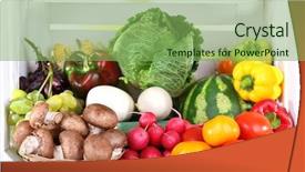  Presentation with leafy vegetables farm to table - PPT layouts featuring fruit vegies - vegetables on wooden table background and a  colored foreground