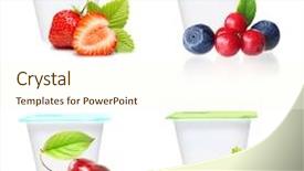  Presentation with fruit yogurt - Amazing PPT theme having fruit yogurt set isolated backdrop and a cream colored foreground