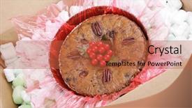  Presentation with christmas hamper gift traditional - Presentation theme with fruitcake in a shipping box background and a  colored foreground