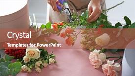  Presentation with female - Presentation theme having fruitful - female florist hands making composition background and a red colored foreground