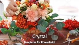 Presentation with potter hands making in clay - PPT theme having fruitful - female florist hands making composition background and a tawny brown colored foreground