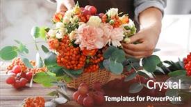  Presentation with female - Audience pleasing PPT layouts consisting of fruitful - female florist hands making composition backdrop and a tawny brown colored foreground