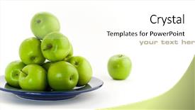  Presentation with green apples - Presentation theme with fruitful - green apples on a white background and a cream colored foreground