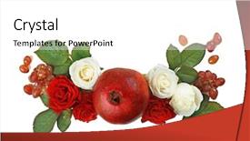  Presentation with red floral - Cool new presentation design with fruitful - red pomegranate and floral arrangement backdrop and a white colored foreground