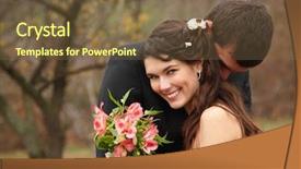  Presentation with kiss - Presentation design enhanced with fruitful - wedding young groom kiss bride background and a tawny brown colored foreground