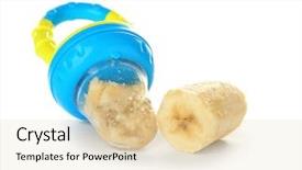  Presentation with weaned baby food weaning - Colorful presentation design enhanced with first fruits - baby's nibbler and banana backdrop and a lemonade colored foreground