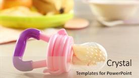  Presentation with baby - Amazing slide deck having first fruits - baby's nibbler on table backdrop and a  colored foreground