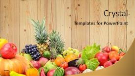  Presentation with free frames - Presentation consisting of fruits against wooden wall free background and a coral colored foreground
