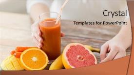  Presentation with mango juice - PPT theme with fruits and fresh juice background and a soft green colored foreground