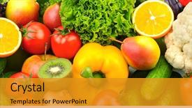  Presentation with fruits - Colorful slides enhanced with fruits and vegetables background backdrop and a gold colored foreground