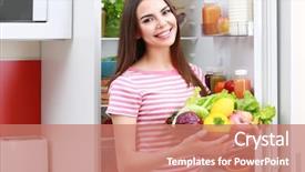  Presentation with fruits - Presentation design featuring fruits and vegetables beside background and a coral colored foreground