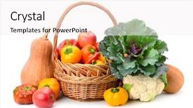  Presentation with fruits - Amazing presentation theme having fruits and vegetables in basket backdrop and a sky blue colored foreground