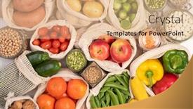  Presentation with eco friendly bags - Colorful slides enhanced with fruits-and-vegetables-in-eco backdrop and a coral colored foreground