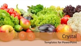  Presentation with fruits - Cool new slides with fruits and vegetables isolated backdrop and a gold colored foreground