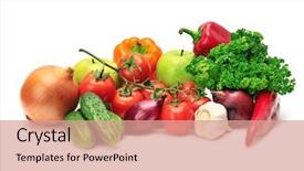  Presentation with fruits - Presentation theme with fruits and vegetables isolated background and a coral colored foreground