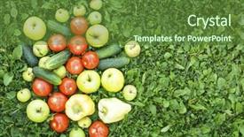  Presentation with cucumbers - Slides with fruits and vegetables lying background and a tawny brown colored foreground